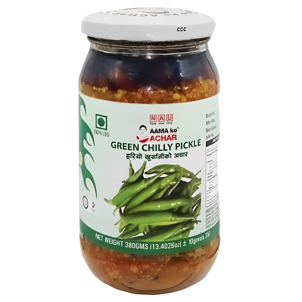 Green chilli pickle 380g- Aama ko Achar Baazwsh 