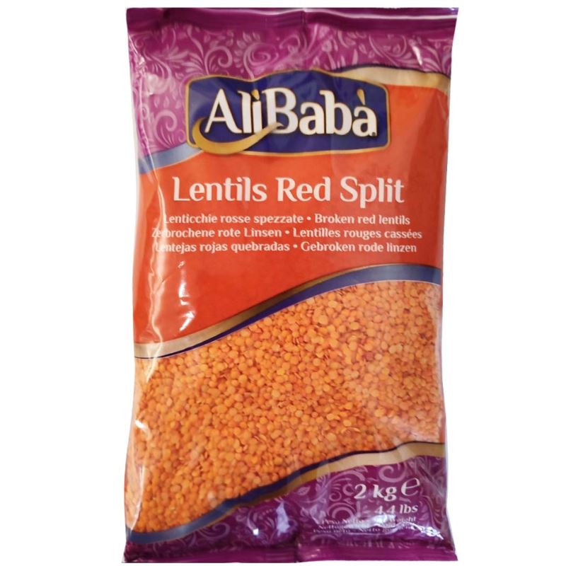 Red Split Lentils (Masoor Dal) - Ali Baba Baazwsh 2kg 
