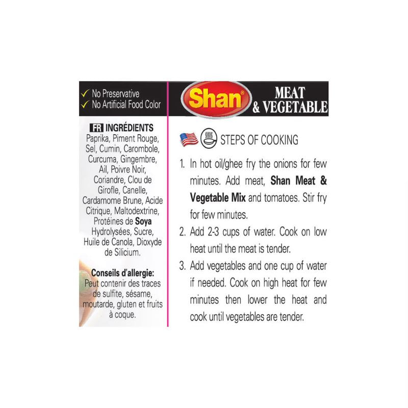Meat & Vegetable Masala 100g - Shan Baazwsh 