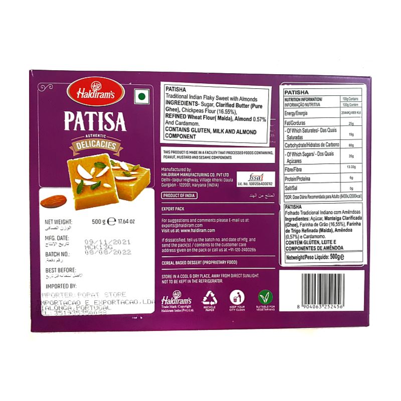 Pathisa w/Desi Ghee (Premium) 500g - Haldiram's Baazwsh 